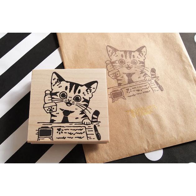 消しゴムはんこ ラバースタンプ 消しゴムスタンプ つぶあん ねこの社長