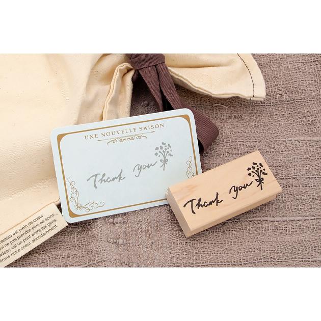 消しゴムはんこNo.170 thank you 手書き文字 花