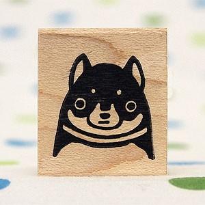 消しゴムはんこ ラバースタンプ 消しゴムスタンプ うめちゅ 黒柴犬 縦