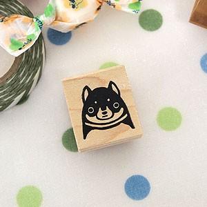 消しゴムはんこ ラバースタンプ 消しゴムスタンプ うめちゅ 黒柴犬 縦