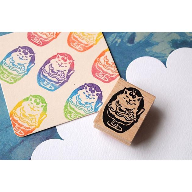 消しゴムはんこ ラバースタンプ 消しゴムスタンプ ゆめはんこ かき氷 白ねこ 縦36mm 横26mm 手帳 スケジュール帳 からふる屋 G1ss Yume0044b 印鑑のからふる屋 通販 Yahoo ショッピング