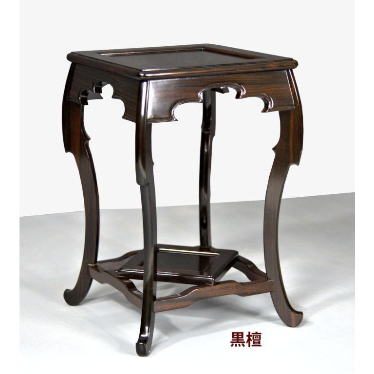 受注生産品 花台 黒檀 高卓 雲型 盆栽台 漆仕上げ 唐木 唐木家具 W24xD24xH38 no.507E