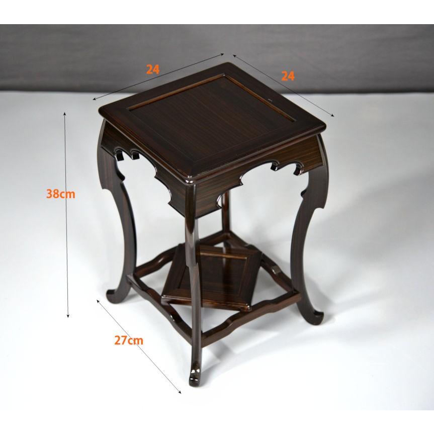 受注生産品 花台 黒檀 高卓 雲型 盆栽台 漆仕上げ 唐木 唐木家具 W24xD24xH38 no.507E_1