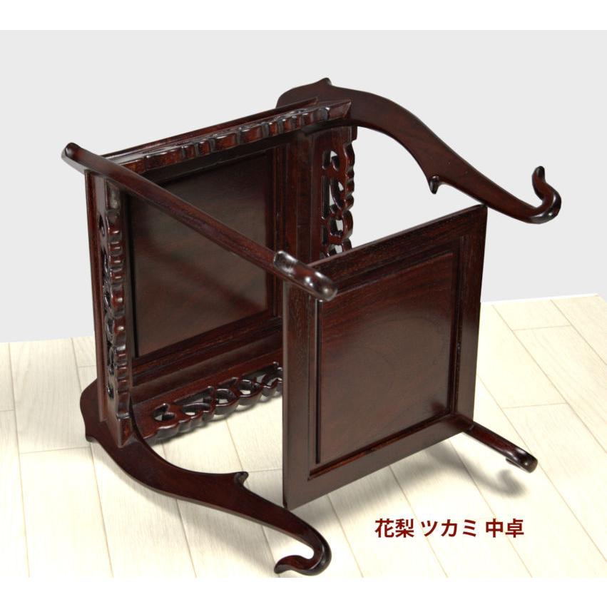 花梨 花台 漆塗 ツカミ足中高卓 花梨 花台 漆塗 ツカミ足中高卓