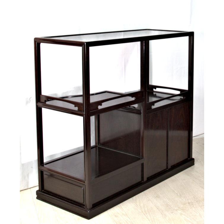 在庫新品 唐木 飾り棚 茶棚 紫檀 蒔絵 藤原作 巾75cm 大阪唐木 在庫新品 唐木 飾り棚 茶棚 紫檀 蒔絵 藤原作 巾75cm 大阪唐木