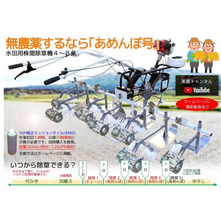 あめんぼ号 4条タイプ 美善 SGM-42M 完全無農薬米 減農薬米 特別栽培米  