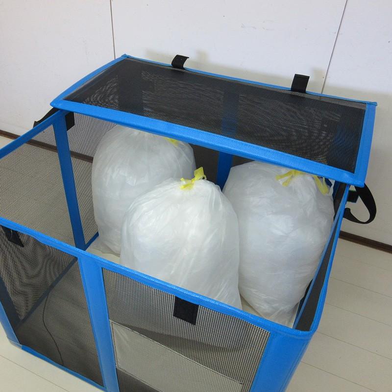 折りたたみ カラス除けネット 90cm×90cm×70cm ブルー ゴミ箱 折りたたみ カラス除けネット 90cm×90cm×70cm ブルー ゴミ箱