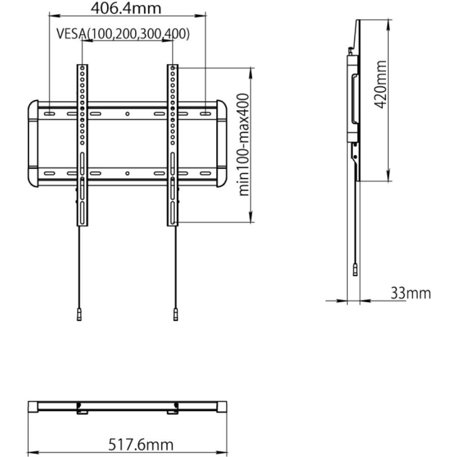 壁掛け金具 F40FL 32〜65インチ対応 固定式 ヒモ式(磁石付き) VESA規格