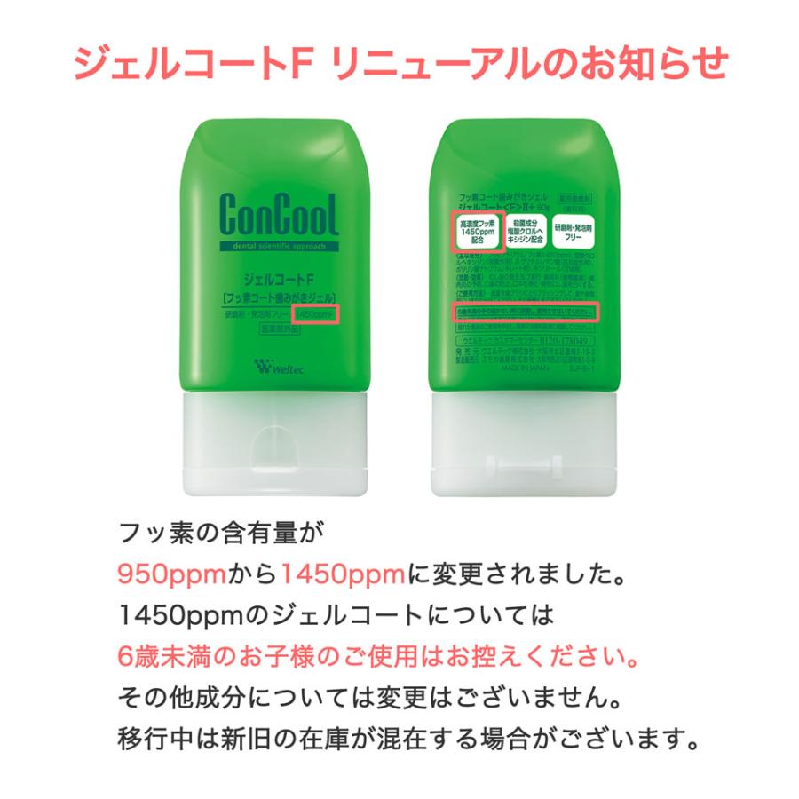 ConCool ジェルコートF 90g 2箱セット コンクール 歯磨き粉 フッ素 ウエルテック ジェルコートF 90g 2個