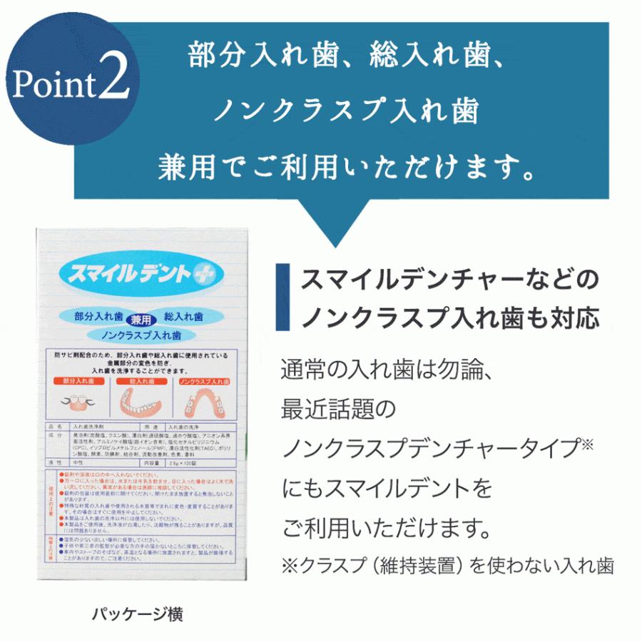 入れ歯洗浄剤 スマイルデントプラス 120錠入×3箱 歯科医院専門 除菌 消臭 送料無料 ポイント消化｜karayasa｜03