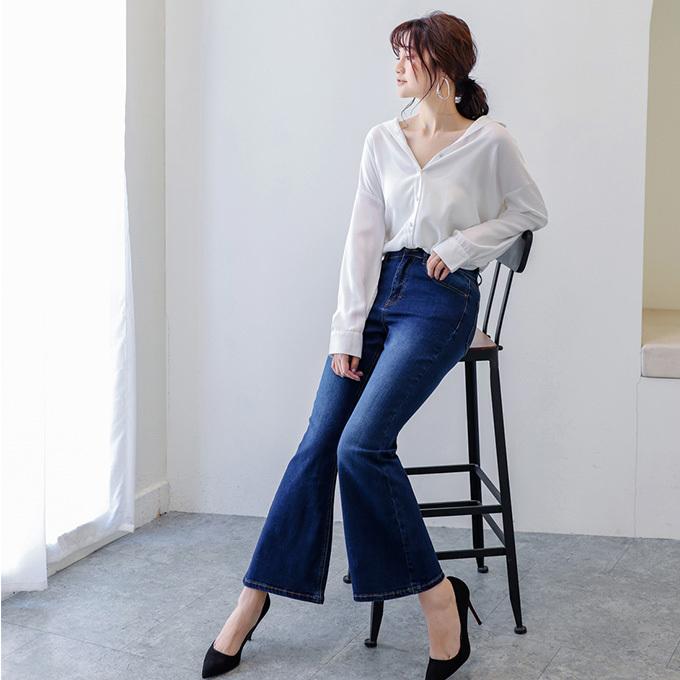 KAREI デニムパンツ レディース ブーツカットパンツ フレアパンツ 伸縮