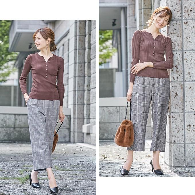 KAREI ラシャチェック柄 チェックパンツ グレンチェック レディース