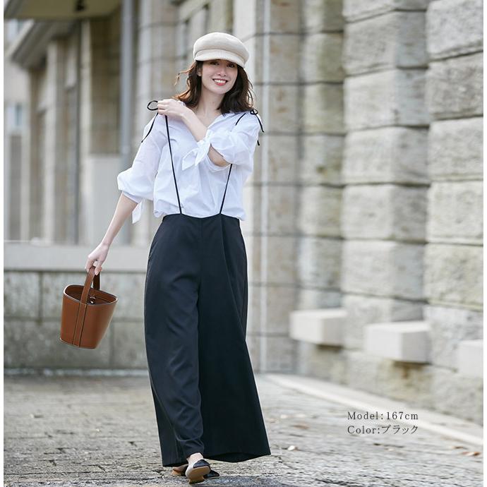 クリアランスーsale ワイドパンツ ガウチョパンツ サスペンダー 秋新作 レディース コーデ カジュアル 裏地付き ボトムス ウエストゴム 11bl4973 夏黎 通販 Yahoo ショッピング
