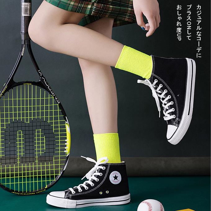 クルーソックス レディース コットン 混 ネオンカラー スニーカーソックス スポーツソックス 34ao71 夏黎 通販 Yahoo ショッピング