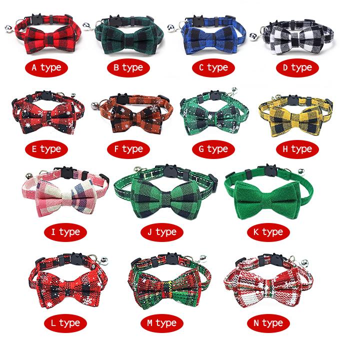 猫用首輪 ペット用品 蝶ネクタイ 鈴 チェック柄 バックル仕様