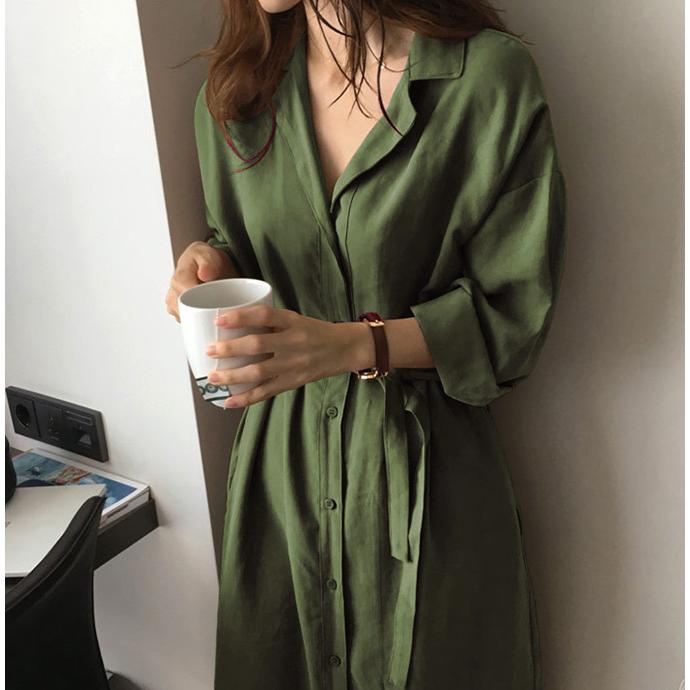 2wayロング丈シャツワンピース カーディガン シャツコートジャケット シャツワンピース ウエストリボン付 00tk6262 多多 通販 Yahoo ショッピング