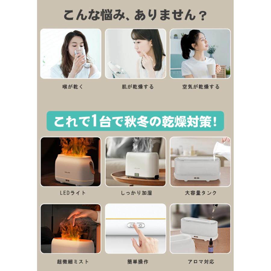 全品Point10倍!最大倍率42% 炎の加湿器 卓上 180mL 加湿器 アロマ 静音