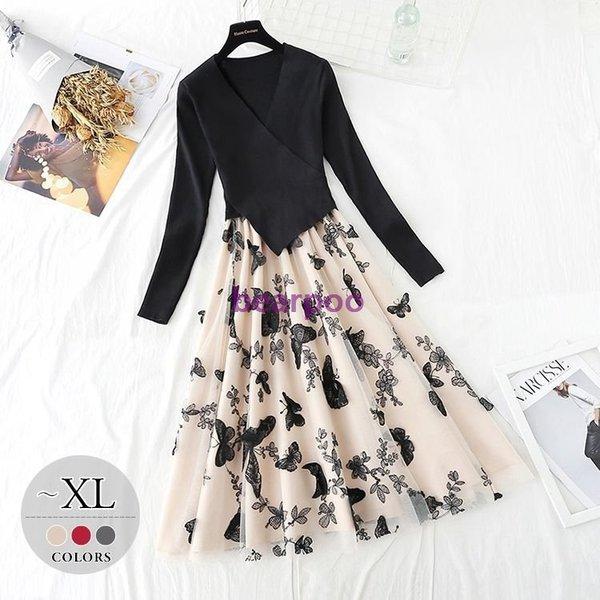 プロモーション到着 ワンピース ドッキングワンピ シフォン素材 透け感 カシュクール 蝶 ロングワンピース 刺繍 モダン ふんわり エレガント かわいい Phw59 大好評 Www Superavila Com