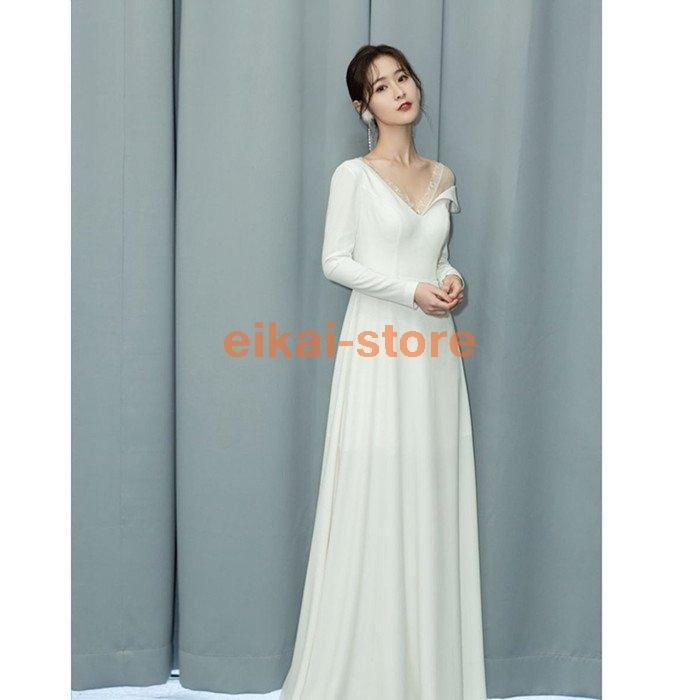オンライン限定商品 ウェティグドレス 長袖 Aラインドレス パーティードレス ロングドレス 結婚式 二次会 海外挙式 花嫁 安い 大きいサイズ 発表会 おしゃれ 前撮り 披露宴 Aライン サイズ S Binghamtonhots Com