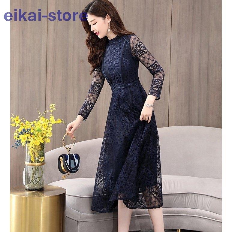 史上最も激安 50代 40代 30代 代 パーティードレス お呼ばれ 結婚式 総レース スタンドカラー ミモレ丈 フォーマル ワンピース ドレス 赤 黒 長袖 袖あり 3l 大きいサイズ パーティドレス カラー レッド