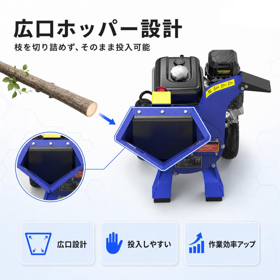 Gaidoh ウッドチッパー エンジン式 粉砕機 7.5HP 212cc セルフフィード