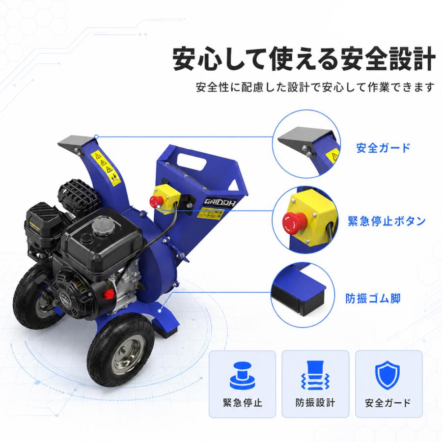Gaidoh ウッドチッパー エンジン式 粉砕機 7.5HP 212cc セルフフィード