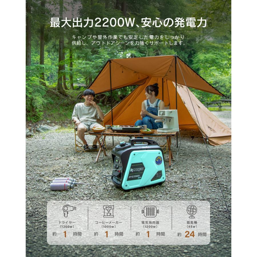 Kareyou カセットボンベ式発電機 インバーター発電機 2.2kVA ガス