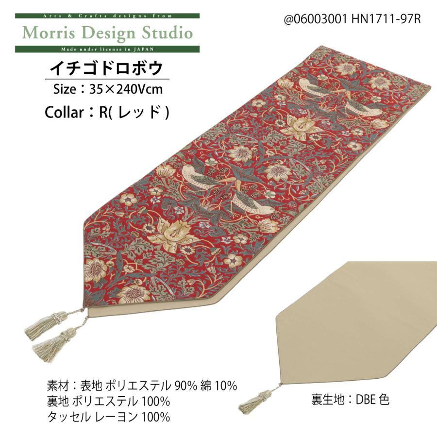 テーブルランナー MORRIS ウィリアムモリス イチゴドロボウ 35ｘ240Vcm いちご泥棒 川島織物セルコン HN1711-97｜karimokutokuyaku｜07