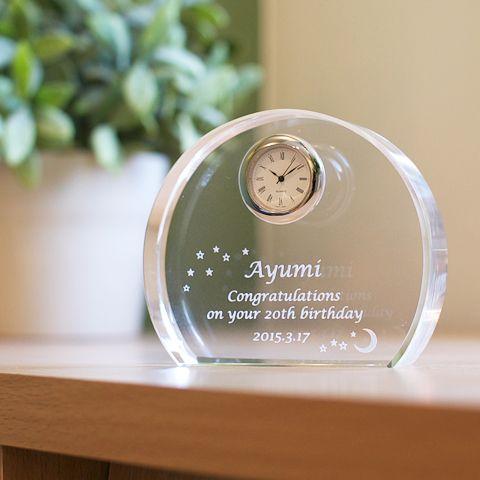 クリスタル時計　名入れ　プレゼント　ギフト　クリスタル時計　アーチ | 名入れギフトKARIN | 01
