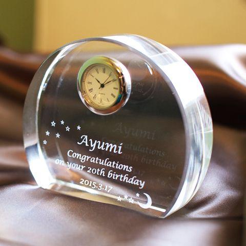 クリスタル時計　名入れ　プレゼント　ギフト　クリスタル時計　アーチ | 名入れギフトKARIN | 02