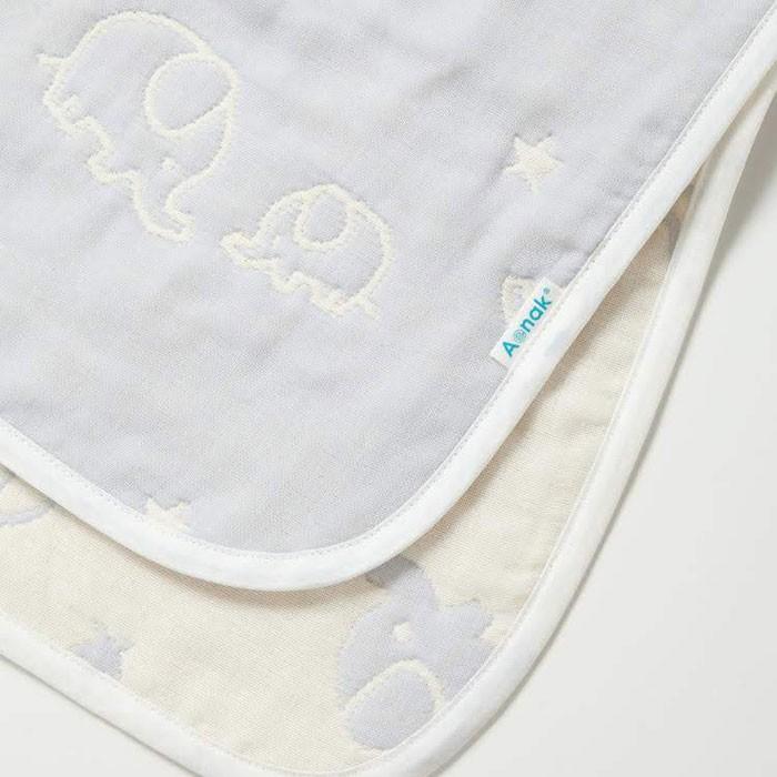名前入れ　出産祝い　ブランケット　おくるみ　名前刺繍　名入れ　プレゼント　ギフト　名前入り 出産祝い 6層ガーゼ ブランケット ジャガード織 ぞうさん柄 | 名入れギフトKARIN | 03