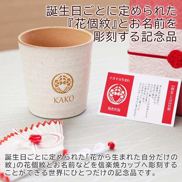 カップ　タンブラー　花個紋　信楽焼　名入れ　プレゼント　ギフト　誕生日プレゼント　長寿祝い　花個紋 名入れカップ 信楽焼ホイップカップ | 名入れギフトKARIN | 04