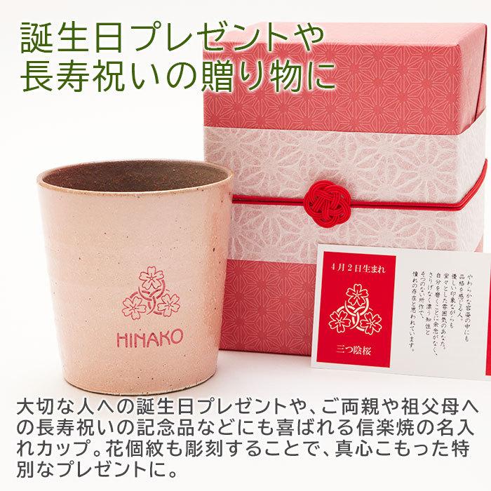 カップ　タンブラー　花個紋　信楽焼　名入れ　プレゼント　ギフト　誕生日プレゼント　長寿祝い　花個紋 名入れカップ 信楽焼ホイップカップ | 名入れギフトKARIN | 05