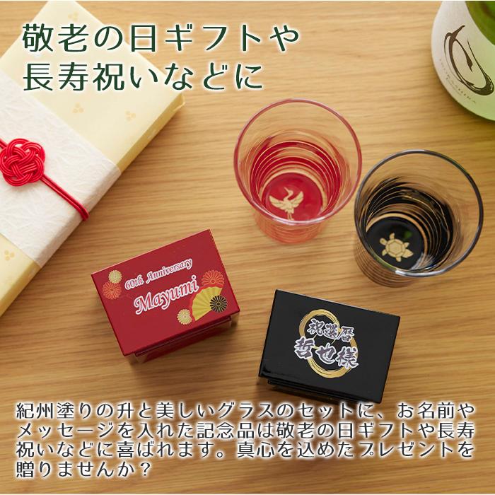 グラス　日本酒グラス　升　酒器セット　名入れ　プレゼント　ギフト　名入れ　紀州塗　一口グラス＆升セット UV　敬老の日　長寿祝い　記念品 | 名入れギフトKARIN | 04