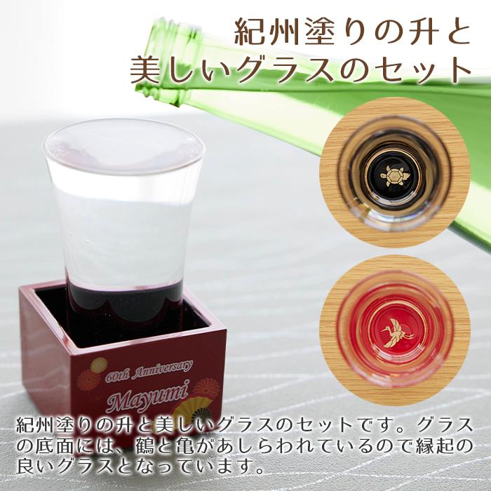 グラス　日本酒グラス　升　酒器セット　名入れ　プレゼント　ギフト　名入れ　紀州塗　一口グラス＆升セット UV　敬老の日　長寿祝い　記念品 | 名入れギフトKARIN | 06