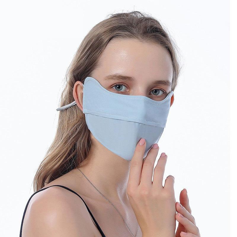 冷感マスク 目元までカバー UVカット 鼻穴付き クールマスク 洗える 紫外線対策 夏用 メンズ レディース　夏 ネコポス送料無料 |  | 15