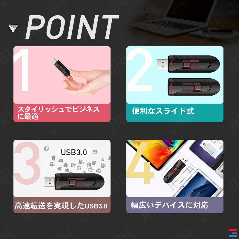 USBメモリー 64GB SanDisk サンディスク Cruzer Glide USB3.0対応 超高速 海外向けパッケージ品　｜karin｜03