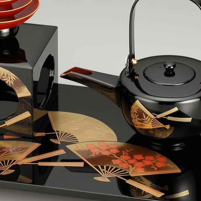 お屠蘇セット おしゃれ 日本製 国産 会津漆器 四ツ揃 屠蘇器 雅扇面 黒 羽反型 箱入り Ta 092 曲げわっぱ弁当箱の漆器かりん本舗 通販 Yahoo ショッピング