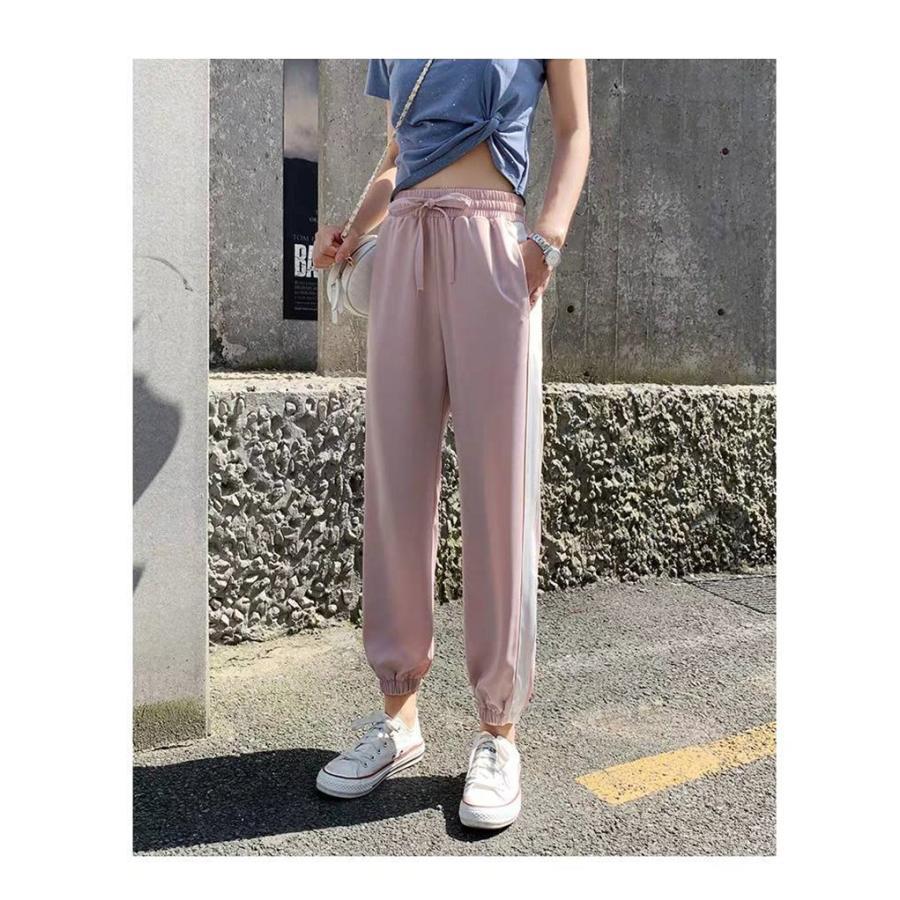 公式ショップ-【2点10%オフ】ジャージ•パンツ レディース スウェット ジョガーパンツ 長ズボン スポーツウェア ヨガ 大きいサイズ カジュアル サイドライン ワイド ゆったり• M ピンク グレー レディース 女性 女子 ジャージ ヨガ ジム ジョガー パンツ 筋トレ
