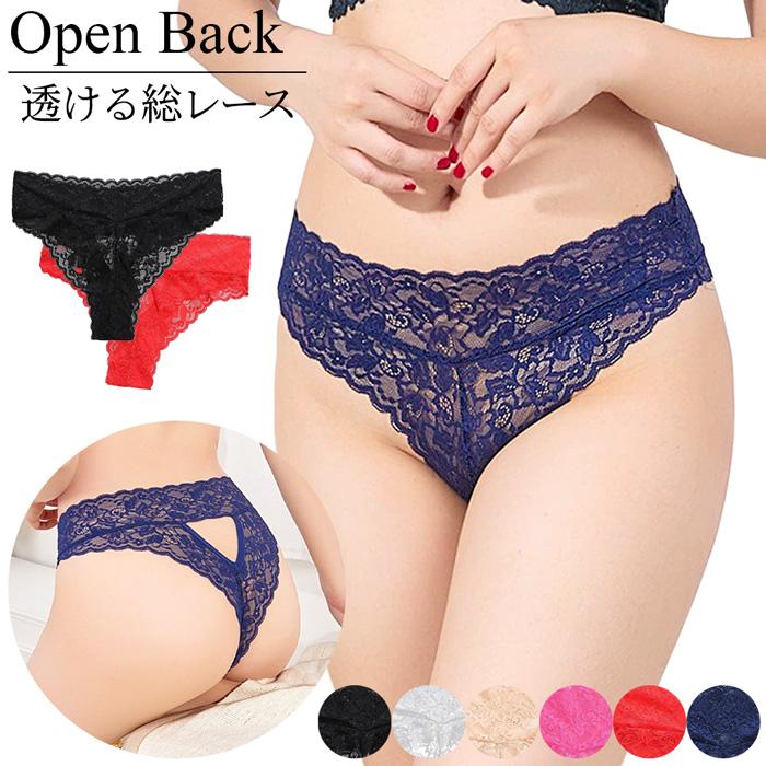 Tバック レディース オープンバック 透ける 総レース 深ばき 花柄