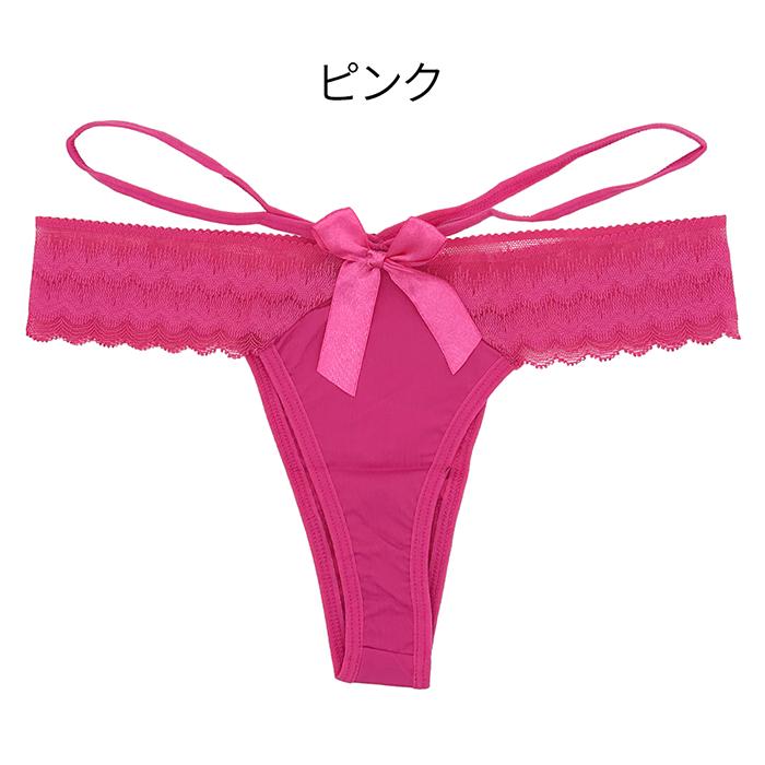 Tバック レディース バックリボン サイドストリング 腰ゴム紐 レース