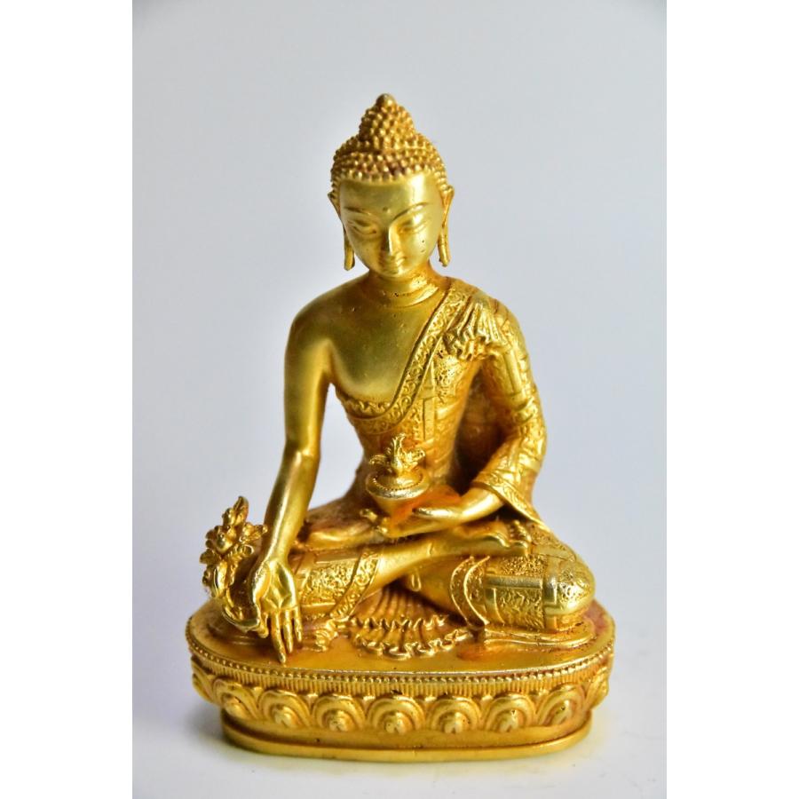 ベストセラー 薬師如来　バイシャジュヤグル　銅製鍍金　ネパールパタン製　仏像　015【送料無料】 仏像