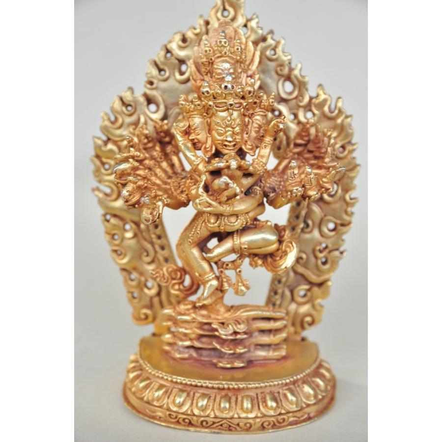 ネパールパタン製　仏像　ヘーヴァジュラ　呼金剛(喜金剛)　銅製総金箔006