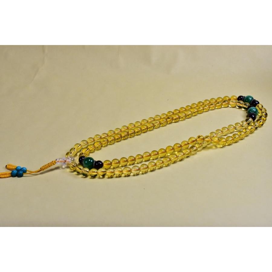 ネパール製　最高級マラ(数珠)　本式108珠　ドルジェスタイル　天然シトリン(黄水晶)NM012