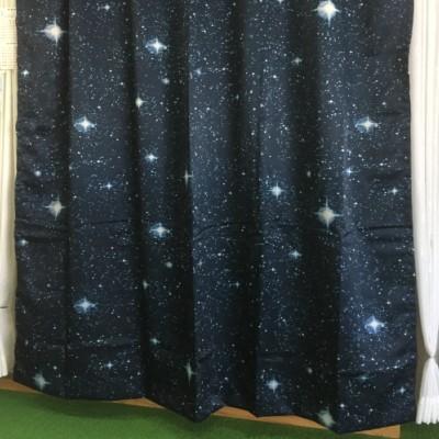 宇宙柄遮光カーテン100cm巾 ネイビー 遮光性 ウォッシャブル 1017 1 カーテン工場 通販 Yahoo ショッピング