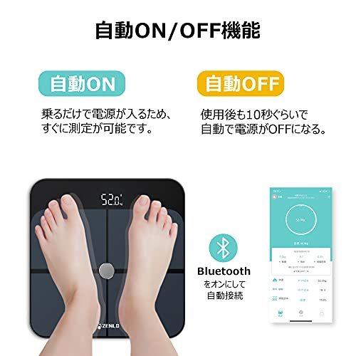 Zenlo 体重計 体組成計 体脂肪計 Bluetooth デジタル 高精度 体重 体脂肪率 体水分率 筋肉量 内臓 脂肪 タンパク質 Bmi測定可能 体重計 Idealauto Ee