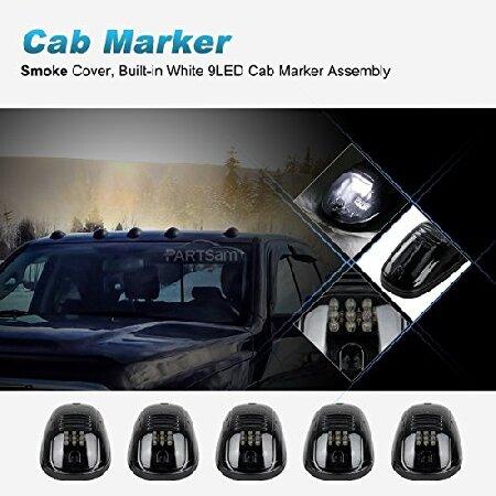 高評価　 Partsam LED Cab Lights 5PCS Smoke Cab Marker Roof Running Lights Top White 9 LED Assembly Replacement for Dodge Ram 1500 2500 3500 4500 5500 2003-2018