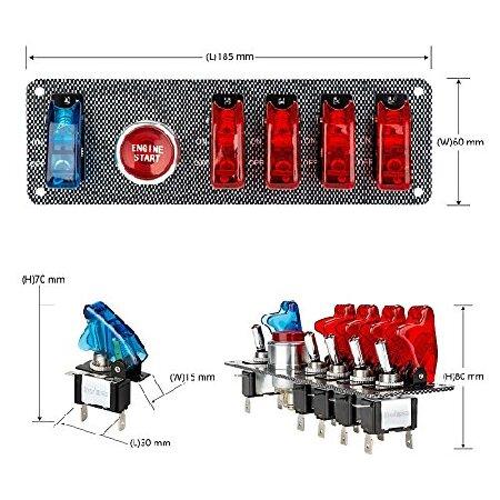 Jtron　DC12V　Flip-Up　Competitive　Switch　LED　(4　Push　Engine　Start　for　Button　Car　in　Racing　Panel,5　Sport　Car　Toggle　Ignition　Red　Blue)