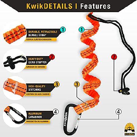 高く KwikSafety (シャーロット、ノースカロライナ州) 触手 (5パック) 軽量ツールストラップ アルミカラビナクリップ付き コイル状格納式バンジーコードコイルケーブ