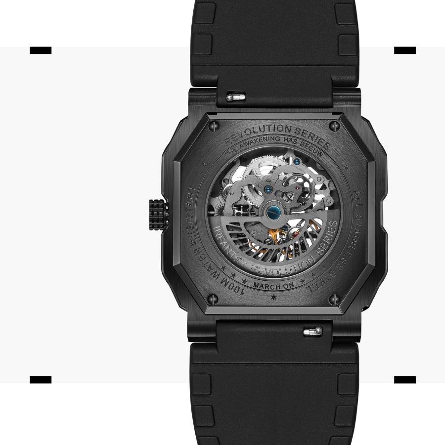 【美品】 Infantry メンズ スケルトン自動機械式腕時計 100m防水腕時計 カジュアルアウトドアスポーツ腕時計 ラバーバンド付き， グリーン， 機械式。 【EIM1119062376】(39744円)